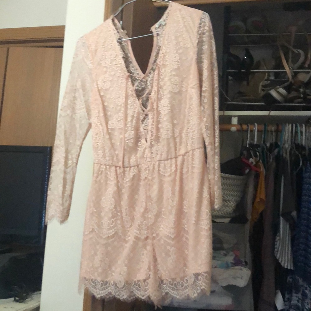 Charilette Russe pink lace romper